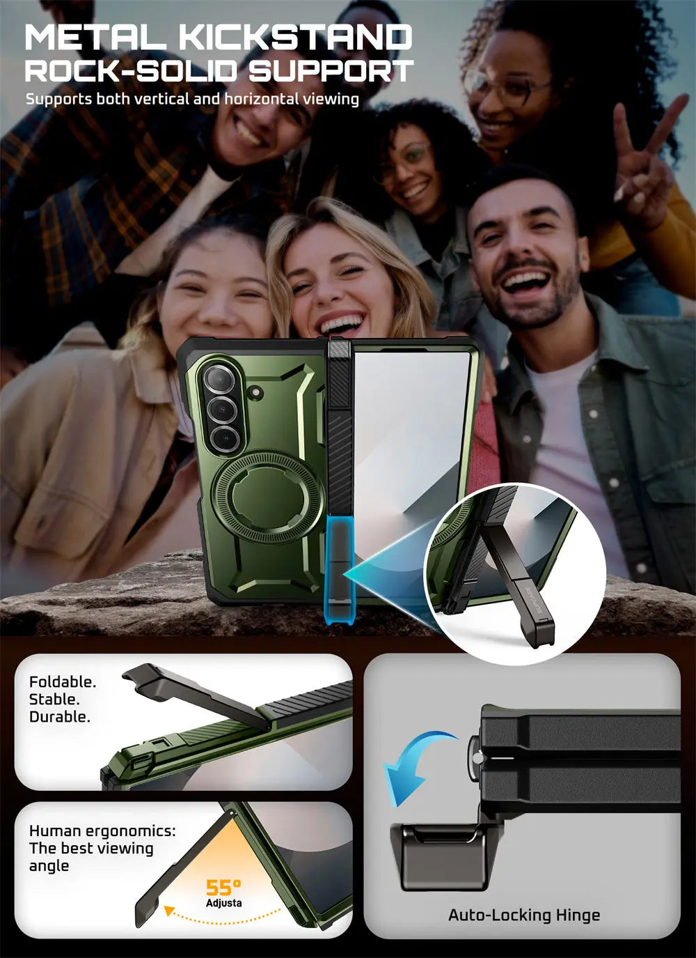 For Samsung Galaxy Z Fold 7 Case UB Grip Anti-Scratch Heavy Duty Rugged  Phone Case with Screen Protector