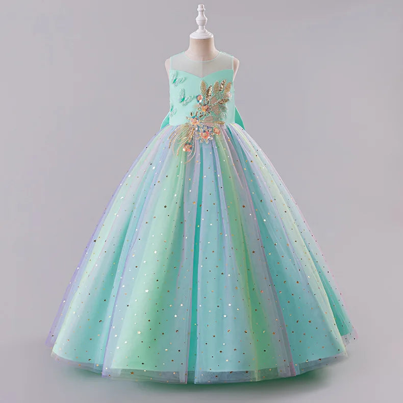 Princess Dress for Girls - Elegant Fluffy Tulle Ball Gown Birthday Party Dress School Performance Costume
