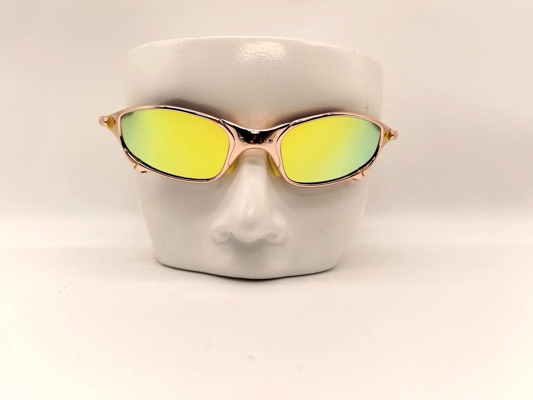 Polarized UV400 Cycling Sunglasses – Gold Metal Frame Fishing Riding Bicycle Eyewear