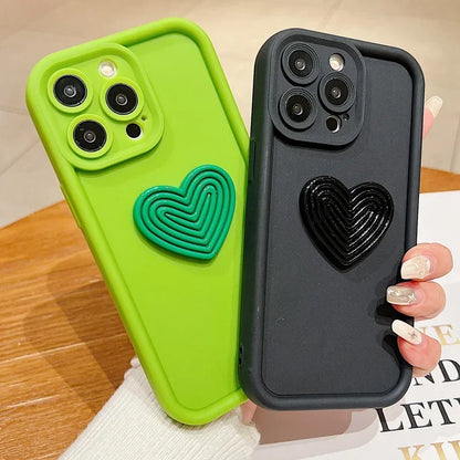 Fashion 3D Love Heart Phone Case For Samsung Galaxy S24 S23 Ultra S22 Plus S21 FE Candy Color