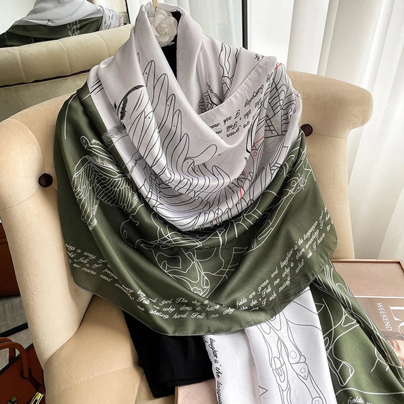 Women Summer Silk Scarves Shawl Lady Wrap Soft Female Echarpe Designer Beach Stole Bandana foulard muffler
