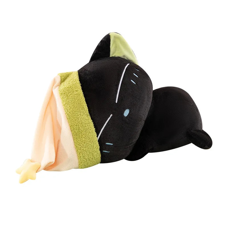 Cute Black Cat Plush Toy Soft Stuffed Sleeping Pillow