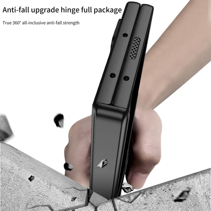 Luxury  Hinge Case for Samsung Z Fold 6 3 4 5 Case with Anti-peeping Glass All-inclusive Shockproof Shell Case