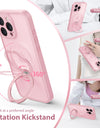 360° Rotatable Stand Case for iPhone 16 Pro Max Camera Lens Drop Protection Shockproof Slim Magnetic MagSafe Phone Case Pink