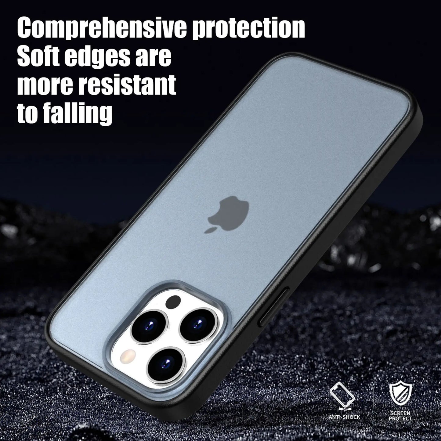 for iPhone 15 Case 15 Pro 15 Plus Case Frosted Matte Translucent Gasket Around Shockproof Cover for iPhone 15 Pro Max Case