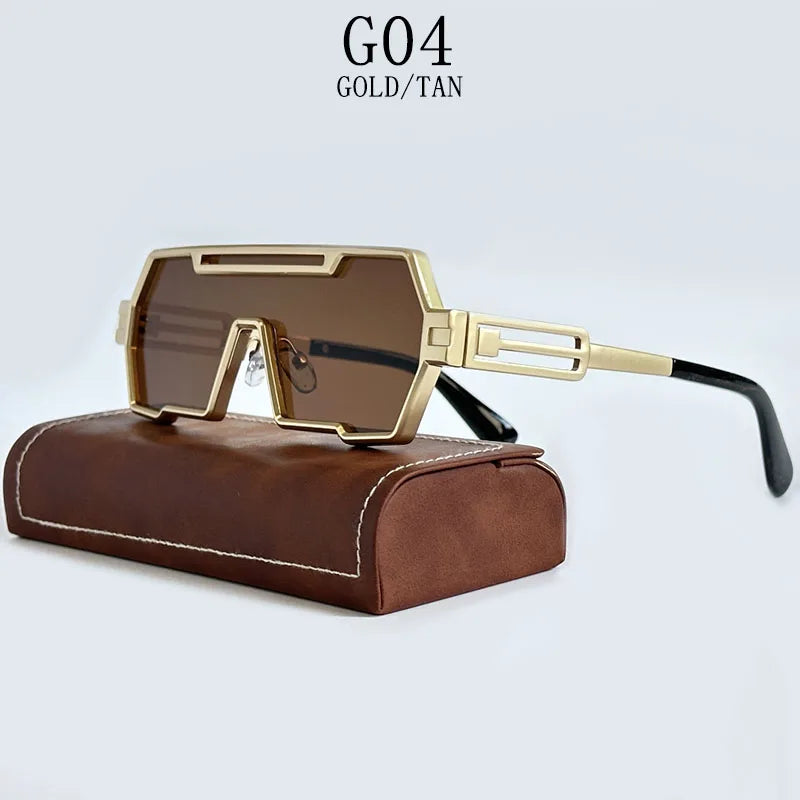 Square Steampunk Metal Sunglasses With UV400 Protection