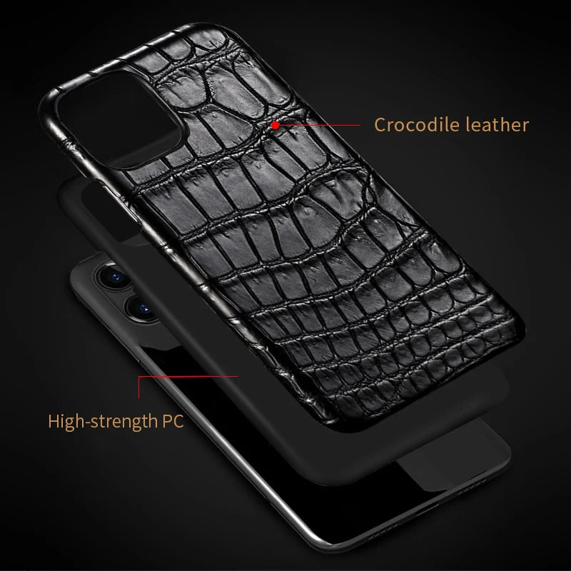 Crocodile Real Leather Cases for iPhone 16 15 Pro Max 14 pro max Genuine Leather Fundas Back Bover