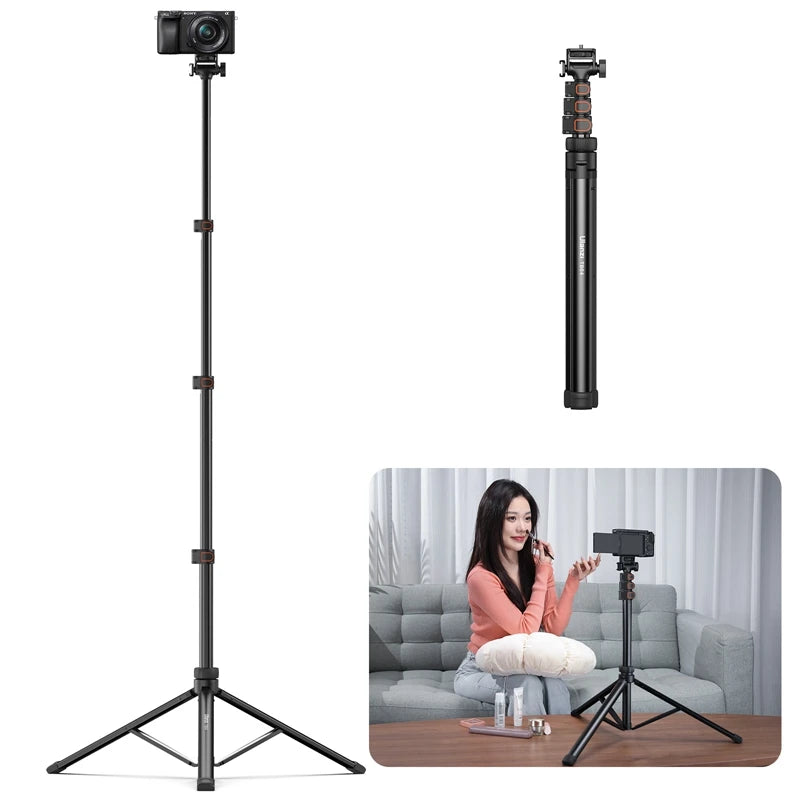 1.6m Extendable Tripod Selfstick Light Stand for Camera Smartphone Fill Light for Video Live-streaming