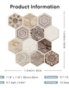 10Pcs 3D Boho Peel and Stick Wall Panel Hexagon Self Adhesive Kitchen Tile Backsplash Thicker Waterproof Wall Sticker