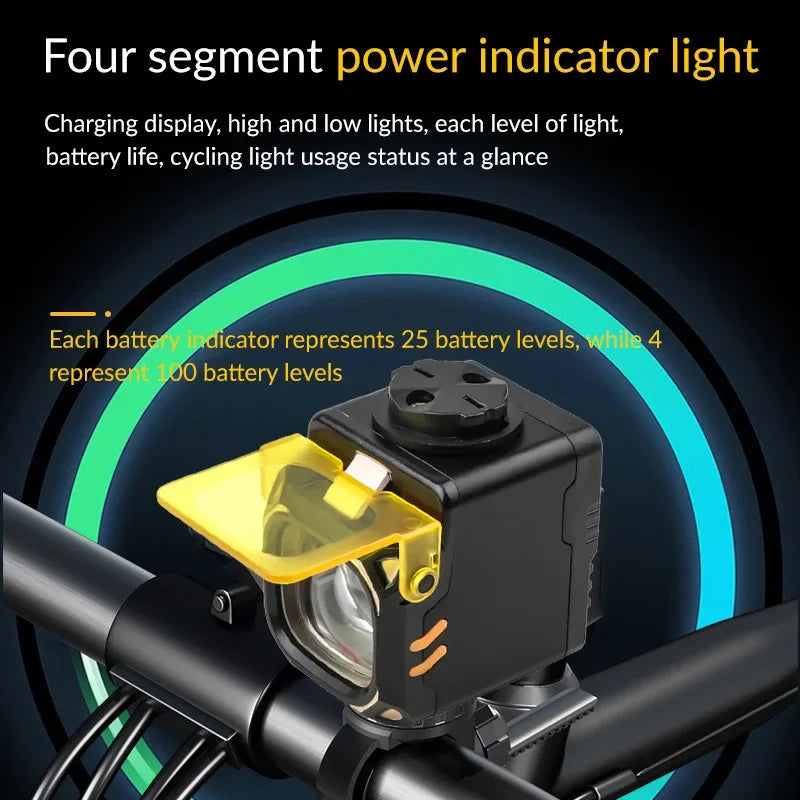 Rechargeable MTB Bike Light with Remote Control Waterproof LED Cycling Headlight Red Blue Warning Light