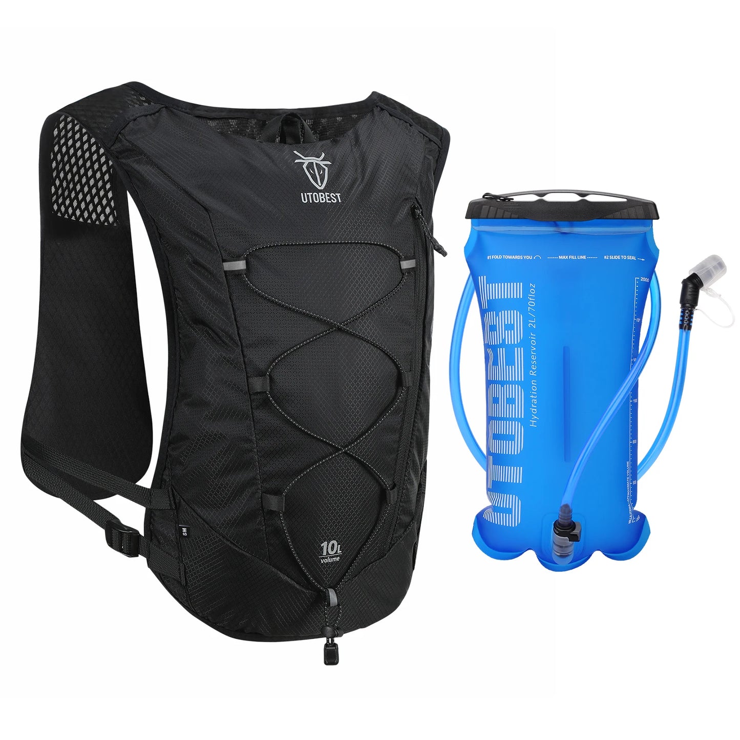 Trail Running Backpack 10L Ultra Lightweight Hydration Vest with 2L Water Bladder for Outdoor Hiking Cycling Marathon