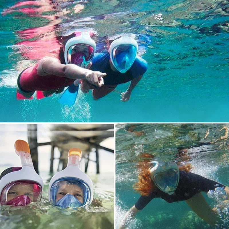 Underwater Snorkeling Full Face  Swimming Mask Set Scuba Diving Respirator Masks Anti Fog Safe Breathing for Adult