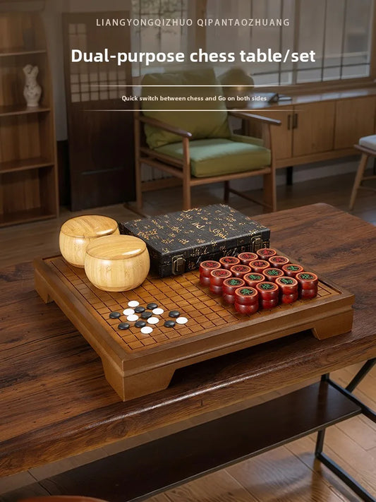 2 in 1 Wooden Chinese Chess & Go Board Game Set