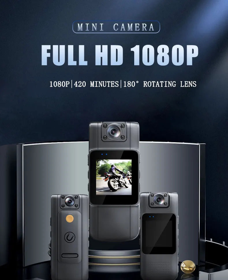 WIthScreen 1080P HD Mini Camera Portable Digital Video Recorder BodyCam Infrared Night Vision Police Cam Small Camcorder