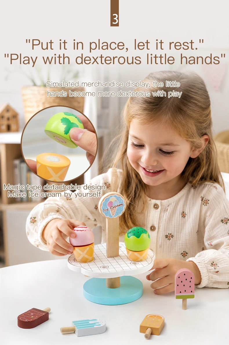 Wooden Rabbit Ice Cream Truck Shape Sorter and Pretend Play Toy