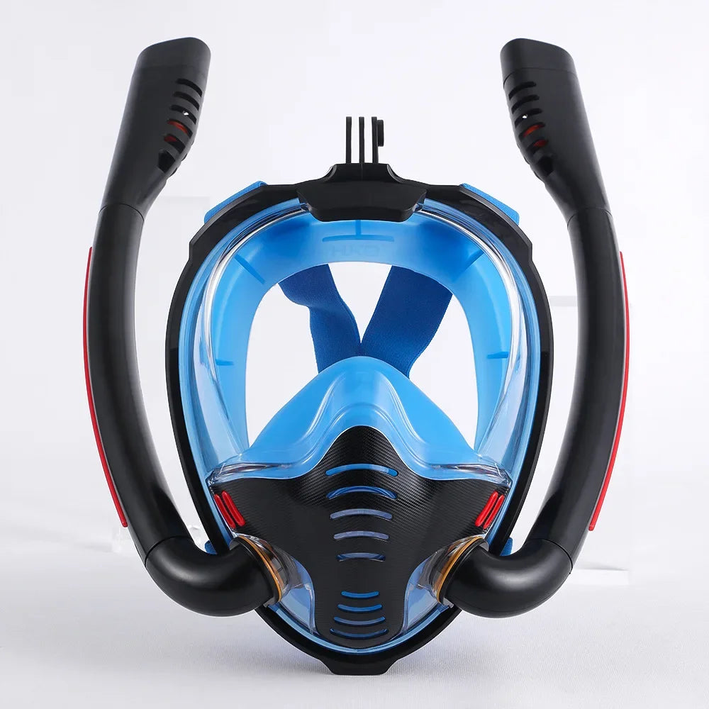 Full Face Snorkel Mask with Anti-Fog Wipes 180 Degree Panoramic HD View Snorkeling Mask Anti-Leak Dry Set for Adults
