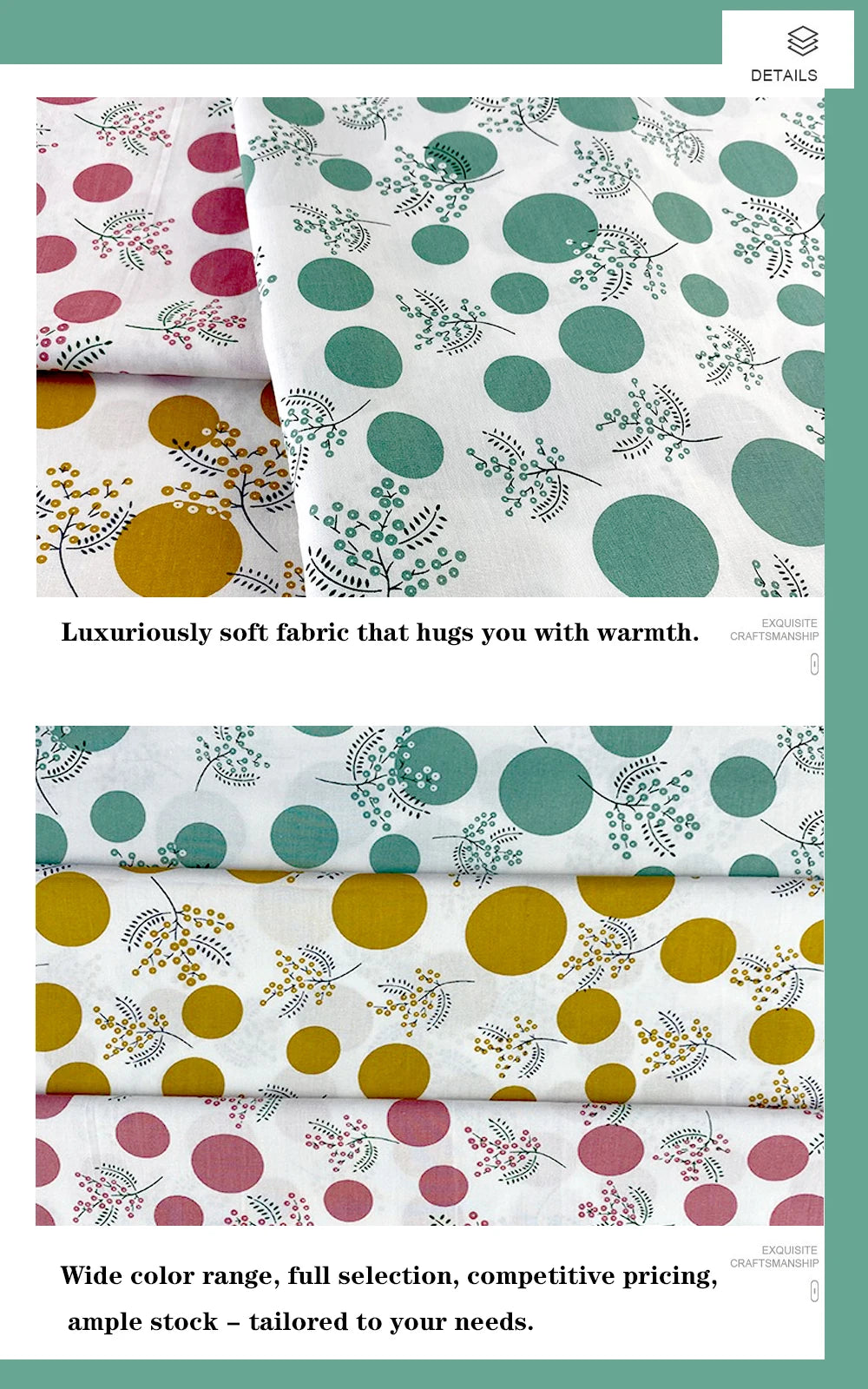 100% Cotton Fabric - DIY Sewing Material for Dresses & Home Decor (per Meter)