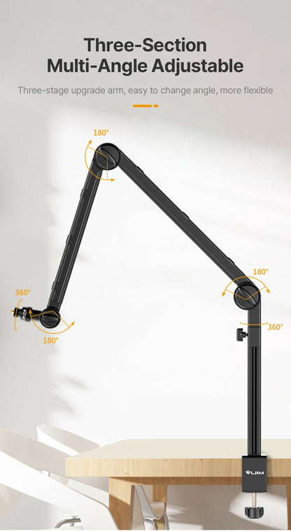 Desktop Microphone Boom Arm Stand Extend 1/4'' 3/8'' 5/8'' Screw 90° Hover Bracket for DSLR GoPro Smartphone