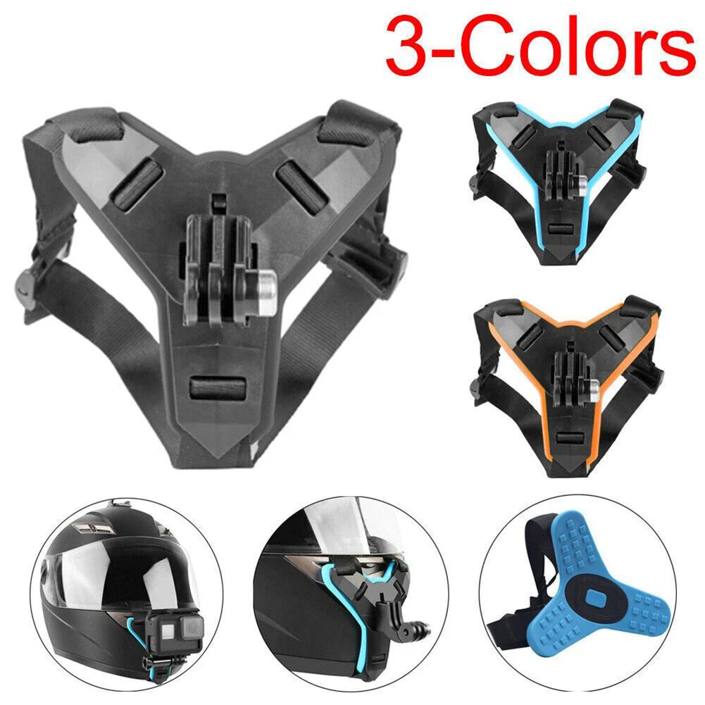Motorcycle Helmet Chin Strap Mount Adjustable Action Camera Holder for Sports Recording