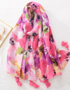 Floral Brand Scarf Luxury Designers New Style Women Elegant Scarves Hug Shawls Pink Purple Scarf Bandana Fashion Design Shawls