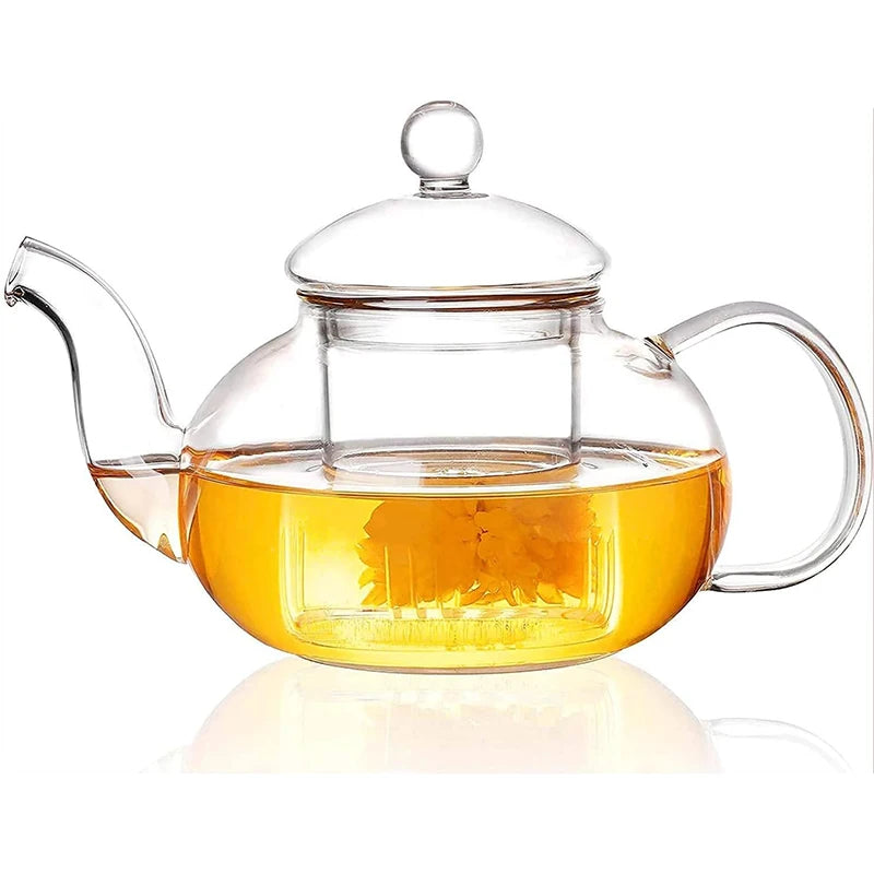 400-1000ml Clear Teapot With Removable Infuser Glass Teapot Stovetop Safe Loose Leaf And Blooming Tea Maker