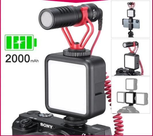 Mini Portable VL-49 LED Video Light Triple Cold Shoe Rechargeable Vlog Fill Light Photography Lighting Tripod Kit CRI95+