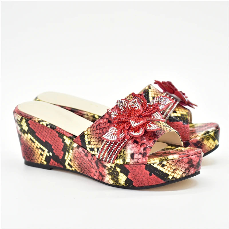 High Heels Women Ladies PU Wedges Shoes Ladies Shoes and Sandals Fashion Platform Leopard Pattern Rhinestone Woman Pumps