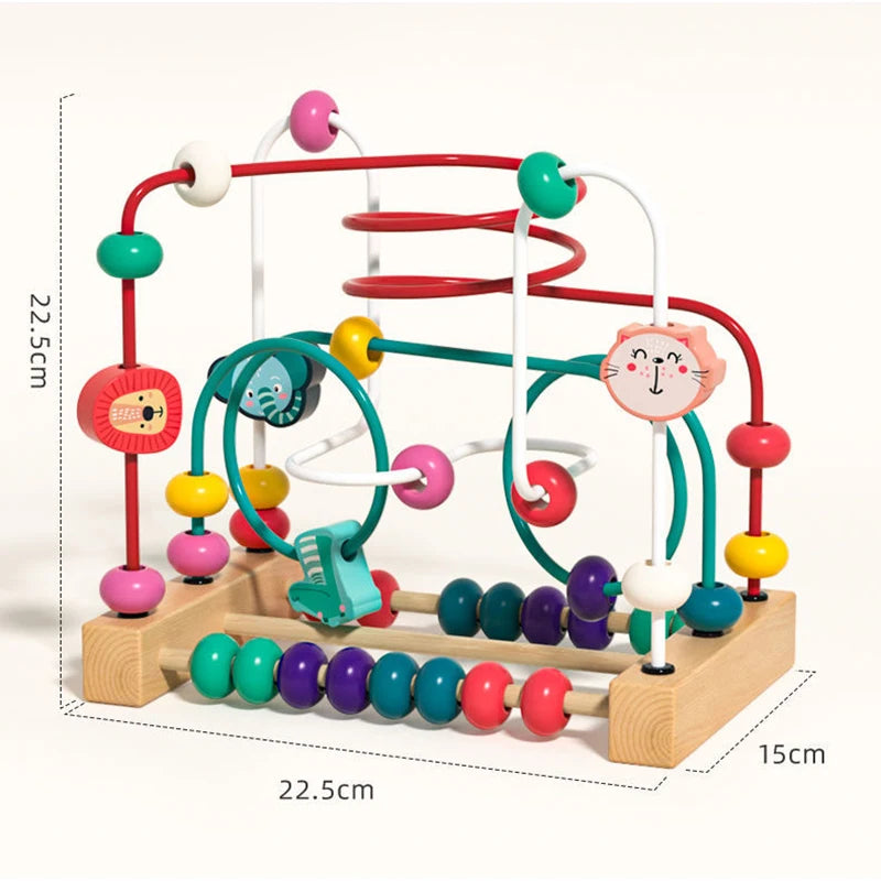 Montessori Wooden Toys Circles Bead Wire Maze Roller Coaster  Early Educational Puzzles Toy for  1 2 3 Years