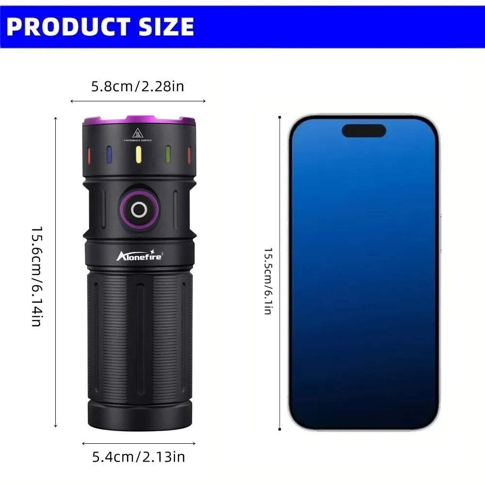 200W 365nm UV Blacklight Rechargeable Flashlight