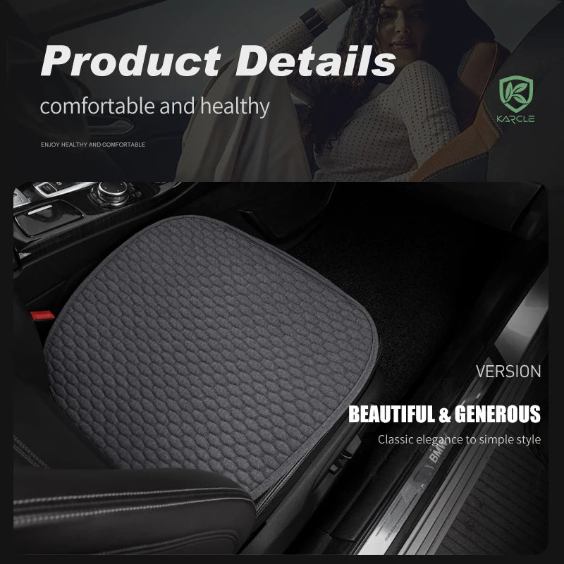 Karcle Car Seat Cover Full Set Front Rear Linen Car Cushion Breathable Universal Seat Pad Auto Protector Mat Interior Accessory