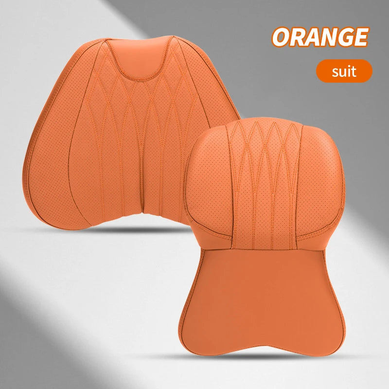 PU Car Lumbar Back Support Headrest Neck Pillow Memory Foam Lumbar Pillow Universal Soft Neck Pillows Cushion Car Supplies