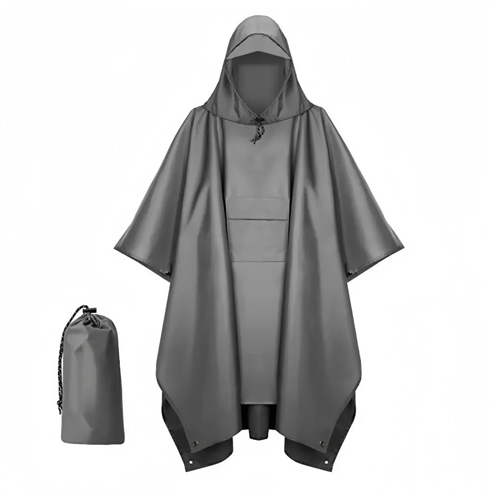 Three in One Waterproof Rain Poncho with Hood and Sleeves for Hiking