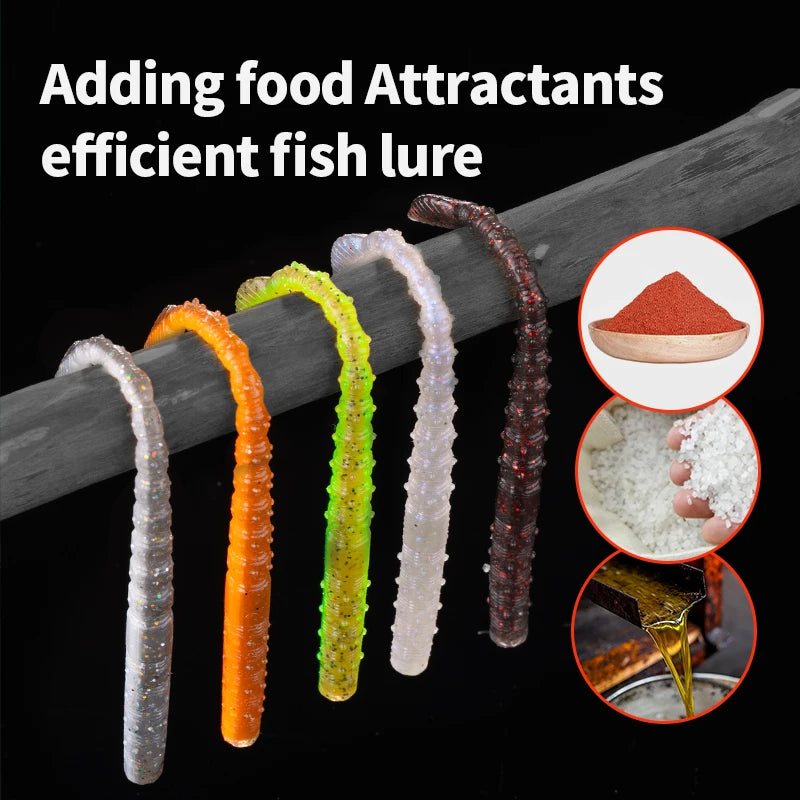 15pcs/Pack Floating Fishing Soft Baits 110mm Sequin Worm Silicone Swimbaits Lures Pesca Bass Carp Fishing Tackle Bait