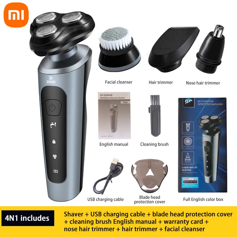 Xiaomi Electric Shavers Men Waterproof Wet Dry Use Electric Trimmer Razor Rechargeable Battery Rotary Shavers Machine Shaving