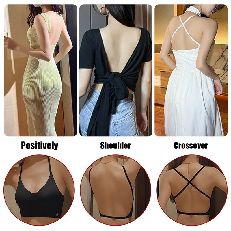 Womens Deep U Neck Seamless Wireless Plunge Bra