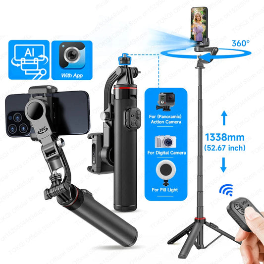 C22 AI Face Tracking Handheld Gimbal Stabiliser 360° Rotation Shoot Selfie Stick Tripod for Mobile Phone, 1/4'' Screw for Camera