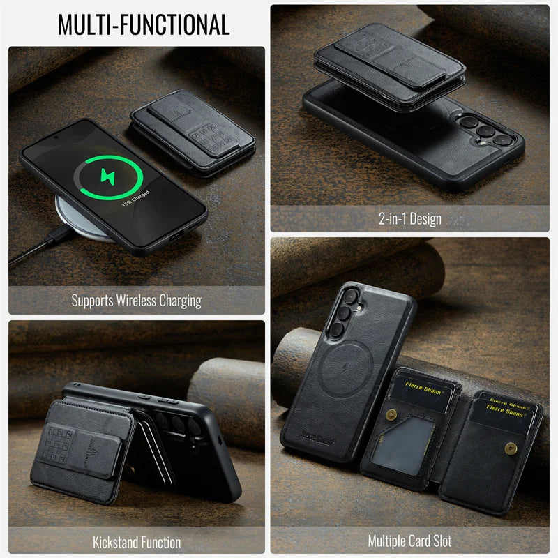 2 in 1Detachable Blocking Wrist strap Card Slot Wallet Case For Samsung Galaxy S 24 25 22 23 Ultra FE Plus  Phone Case