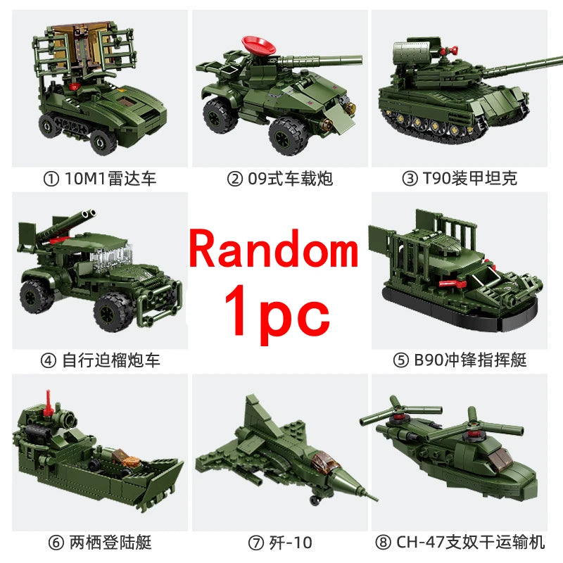 8IN1 Military WW2 War T90 Battle Tank  Building Blocks Army Weapon Bricks Educational Toys For s s Games