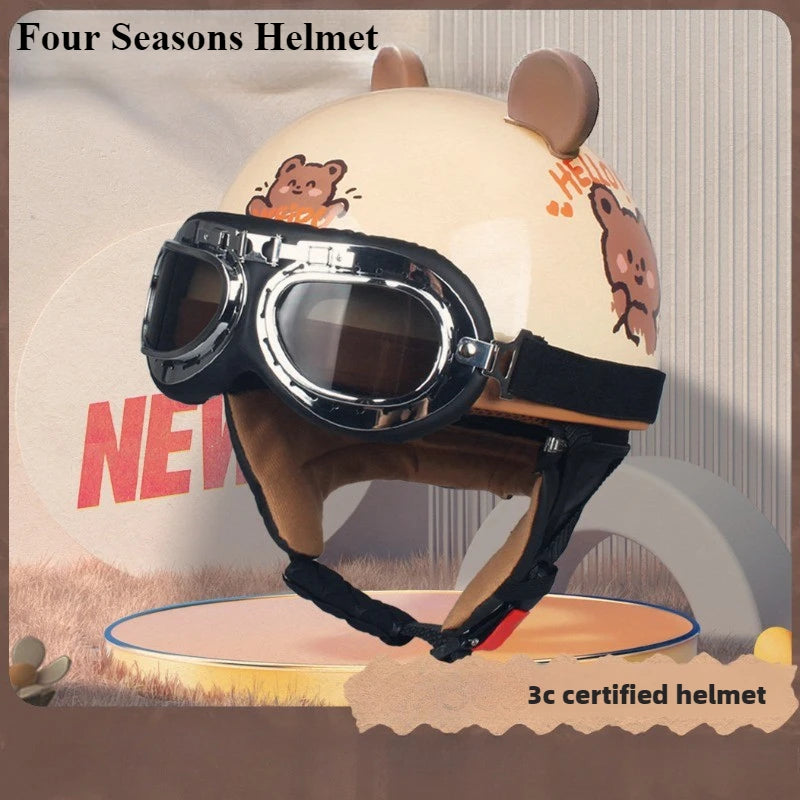 Outdoor Cartoon Helmet Four Season Universal Retro Helmet with Ear Protection Men's and Women's Cycling Helmets