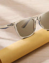 Square Polarized Sunglasses for Men and Women Retro Brown Blue Ocean Lens