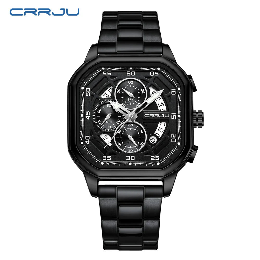 Men Watch Stainless Steel Chronograph Watches for Men Luxury Waterproof Date Analog Quartz Business Clock