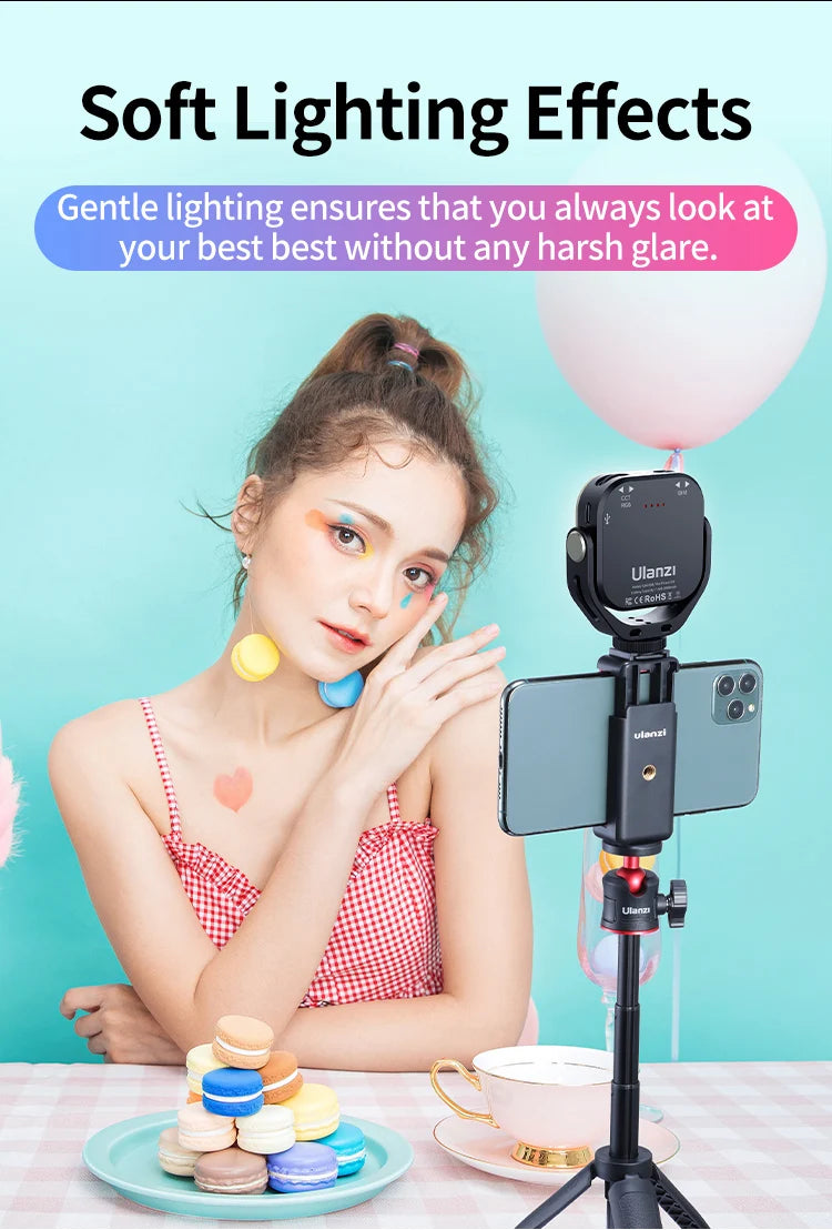 VL66 RGB Video Light – 360° Rotatable Bi-Color 2500-6500K CRI95+ Rechargeable Fill Light for DSLR, SLR & Smartphones