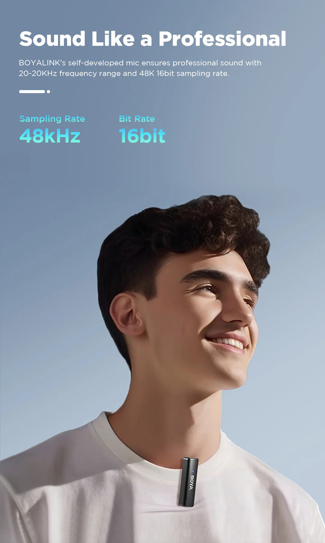 A Wireless Lavalier Microphone for iPhone 15/16 Series OPPO Samsung Xiaomi Go Pro SONY DSLR Cameras Vlog Recording