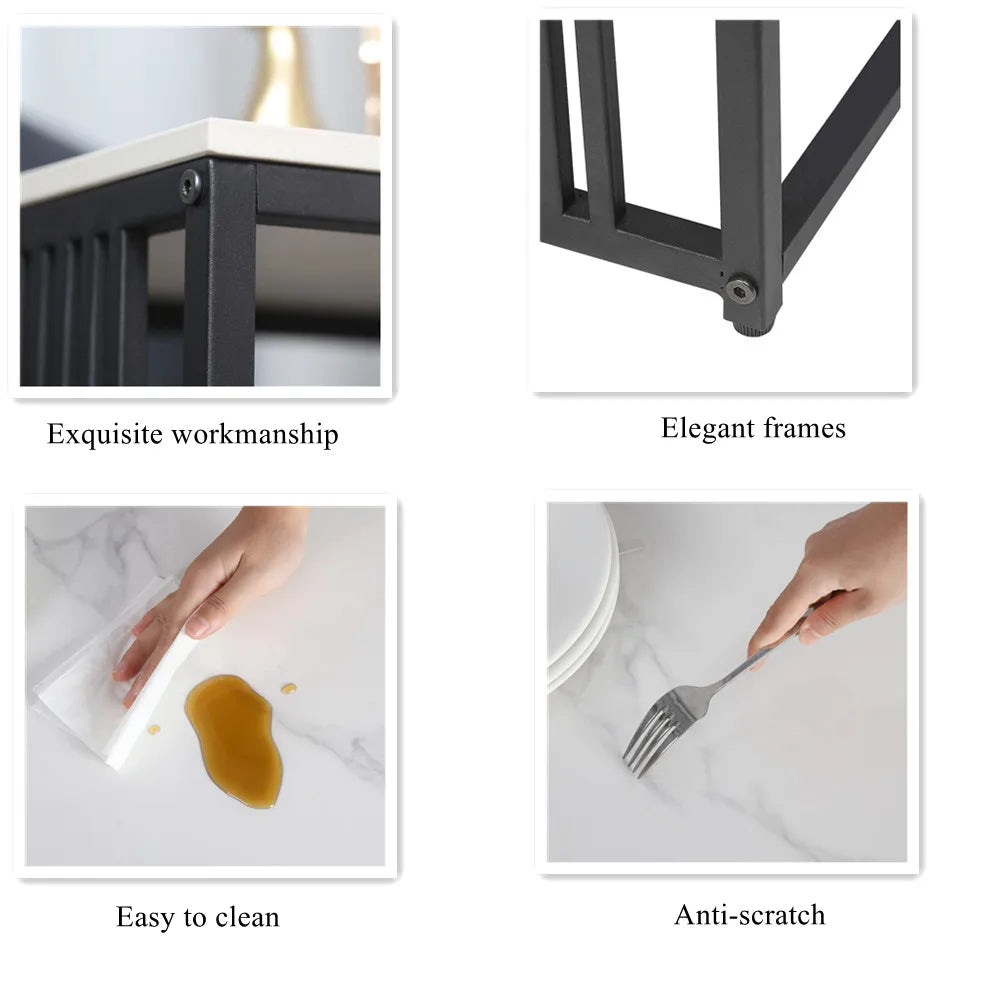 Luxury Sofa Side Coffee Table White Square Marble End Table for Living Room Bedroom Balcony