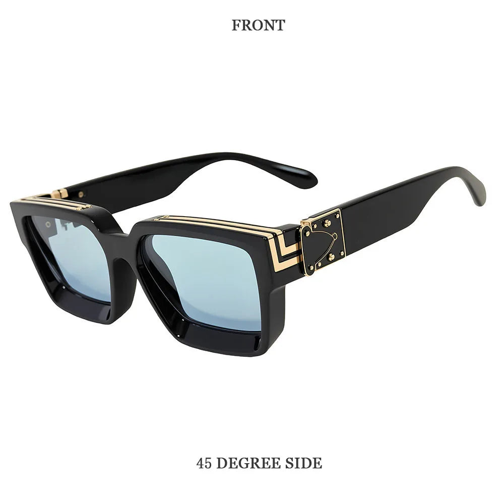 Vintage Square Thick Frame Sunglasses With UV400 Protection