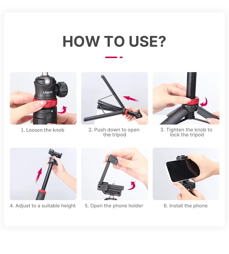 Tripods Smartphone Vlog Tripods With Cold Shoe Phone Mount Holder For Mobile Tripod Camera Portable SLR