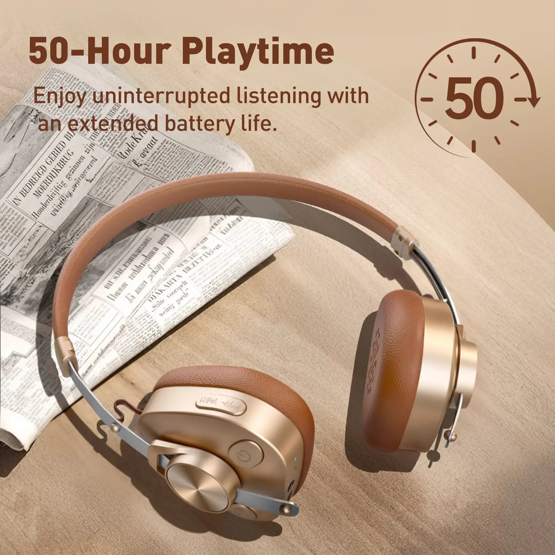F4 Retro Wireless Bluetooth Headphones Hi-Res Audio On Ear Bluetooth 5.4 Headset With Microphone Metal HiFi Headphones