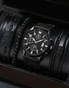 Luxury Minimalist Watch Bracelet Set Business Brown Leather Quartz Wrist Watches for Men
