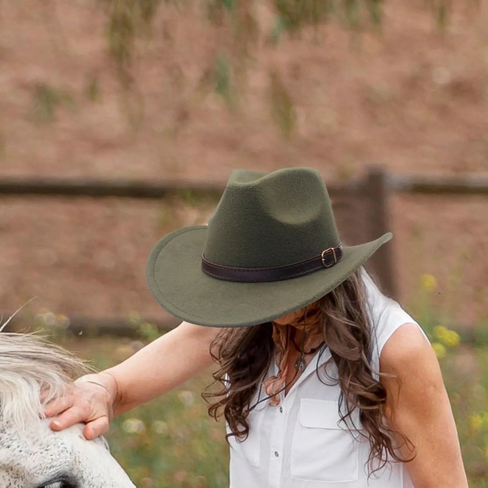 Western Cowboy Hat Versatile Comfortable Roll up Casual Cosplay with Buckle Belt