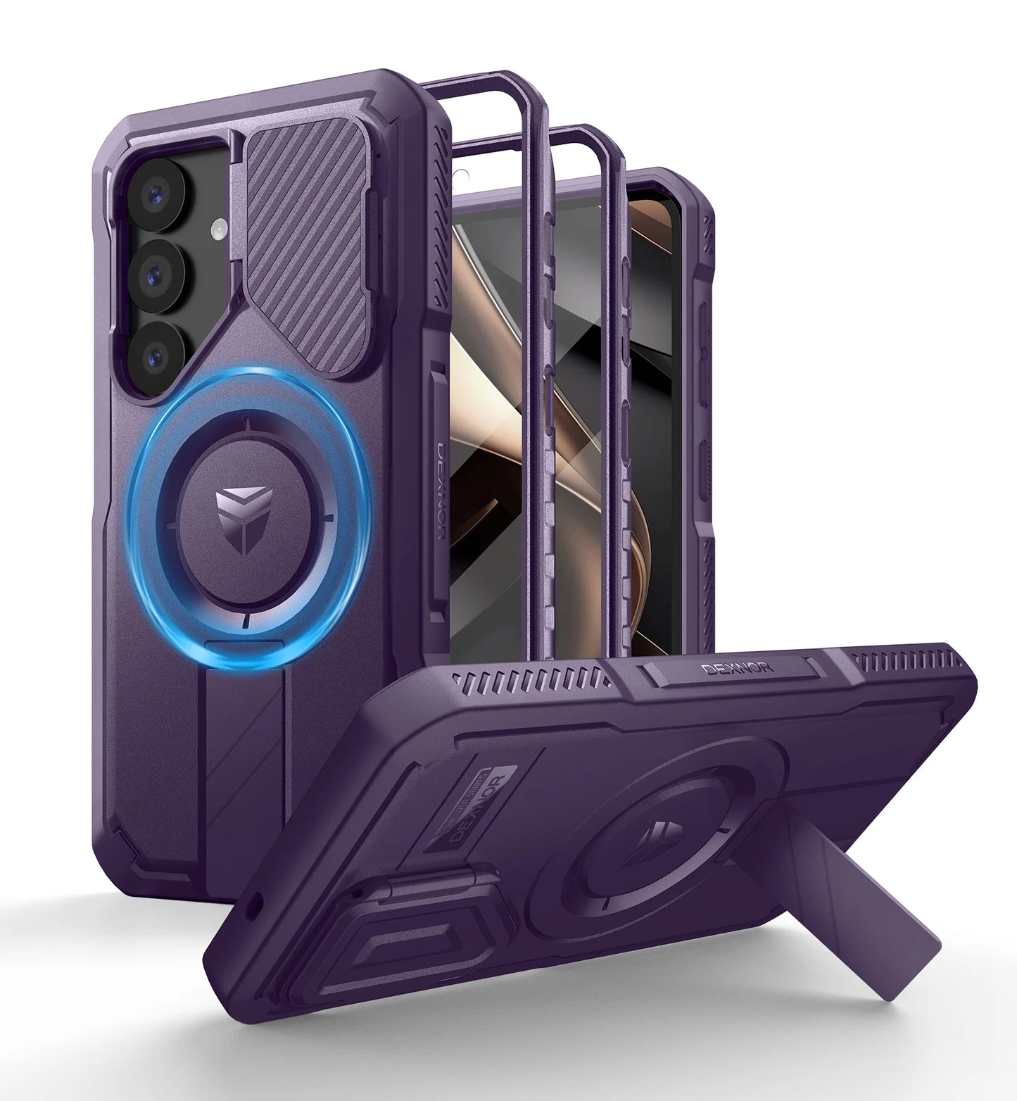 For Samsung Galaxy S25/S25 Plus/S25 Ultra Shockproof Case with Built-in Sliding Camera Cover Built-in Screen Protector Kickstand